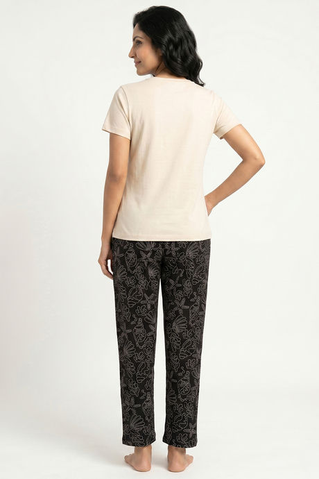 Zivame Knit Cotton Pyjama Set - Black Beauty — image 2
